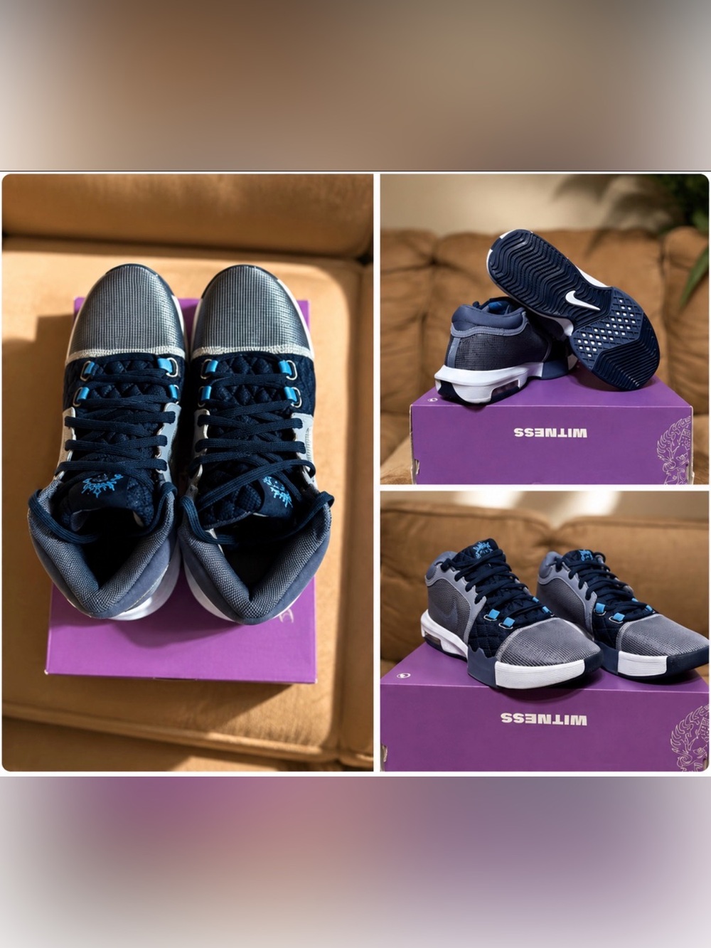 LeBron Witness VIII Gray and Navy Performance Trainers